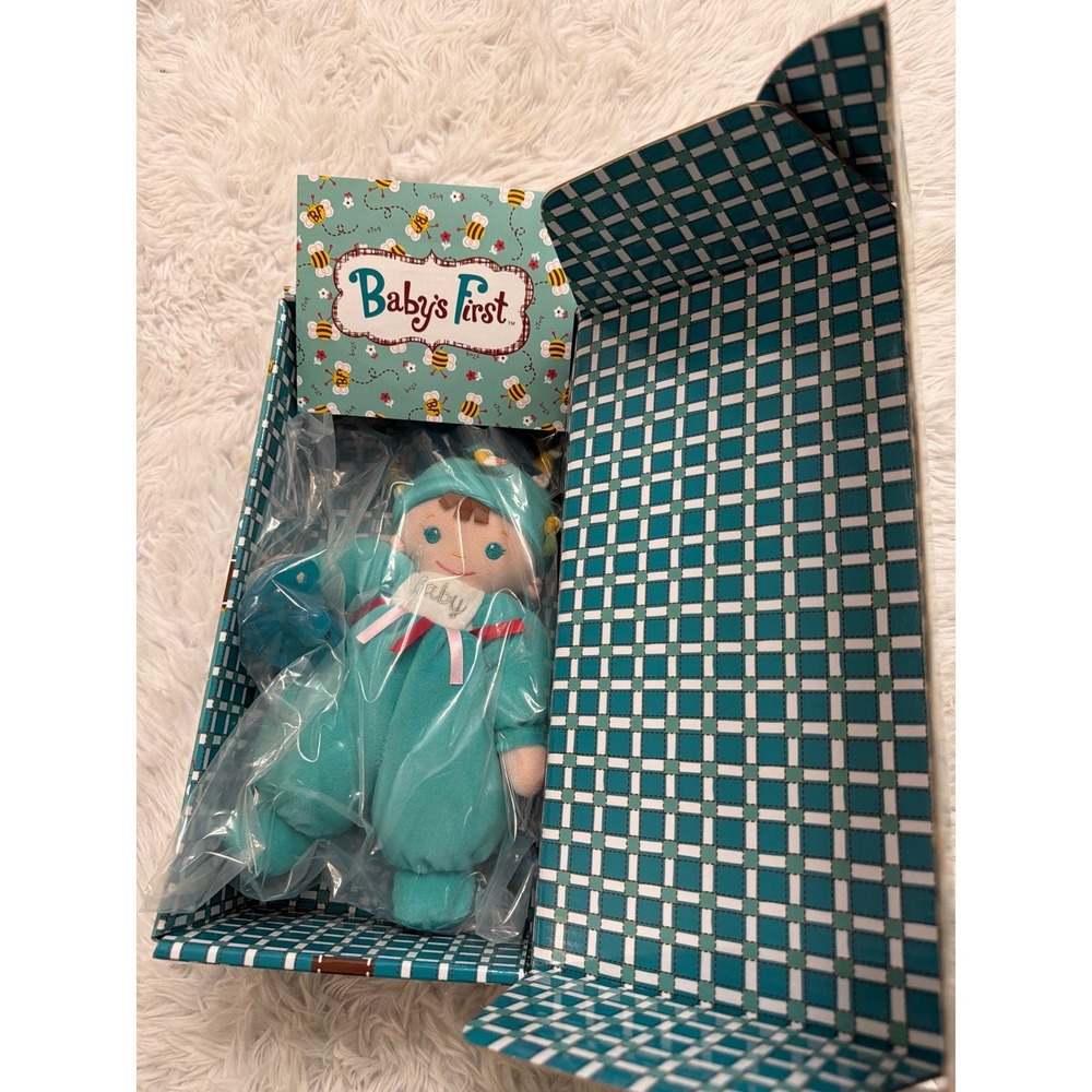 Goldberger‎ Baby's First Lovey Dovey Teal Blue Plush Doll BB1815 NIB